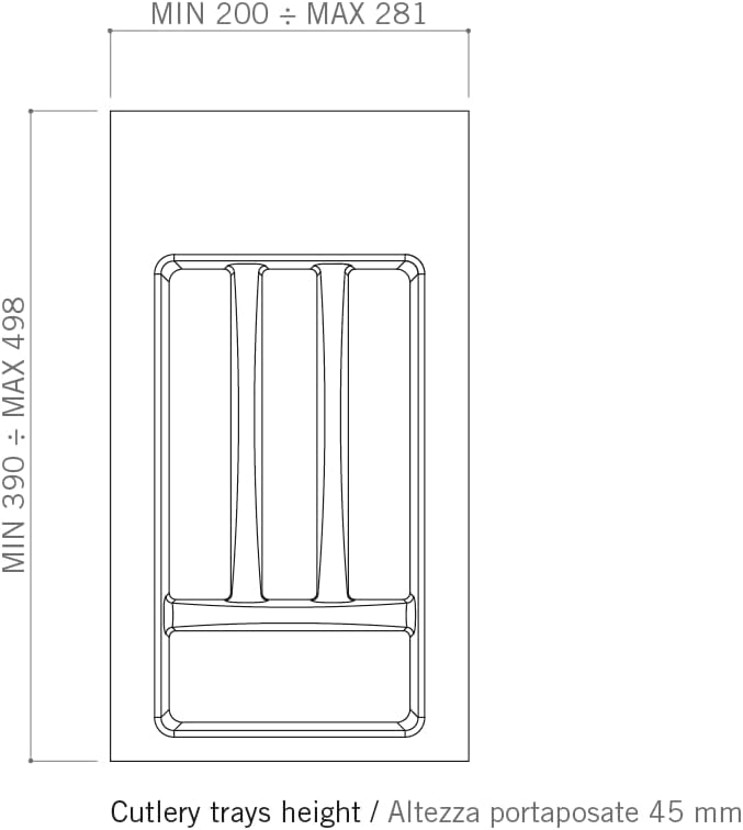 VI.TEL. Portaposate 4 scomparti raccogli posate per cassetto da 30 o 35 cm - Porta Posate Cucina - rifilabile, adattabile PRODOTTO MADE IN ITALY…