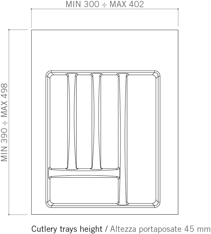 VI.TEL. Portaposate 5 scomparti raccogli posate per cassetto da 40 o 45 cm - Porta Posate Cucina - rifibilabile, adattabile PRODOTTO MADE IN ITALY