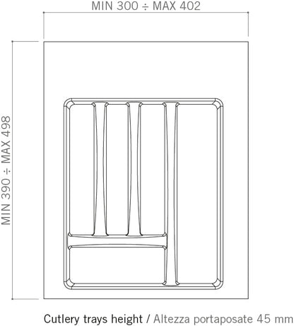 VI.TEL. Portaposate 5 scomparti raccogli posate per cassetto da 40 o 45 cm - Porta Posate Cucina - rifibilabile, adattabile PRODOTTO MADE IN ITALY