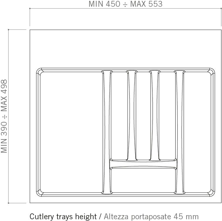 VI.TEL. Portaposate 6 scomparti raccogli posate per cassetto da 60 - Porta Posate Cucina - rifilabile, adattabile PRODOTTO MADE IN ITALY