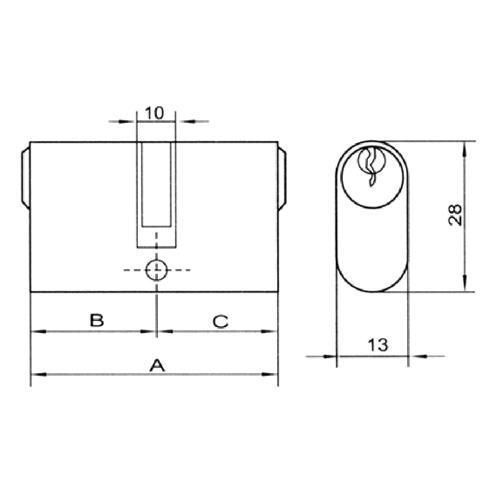 Cilindro ovale per serratura a fascia